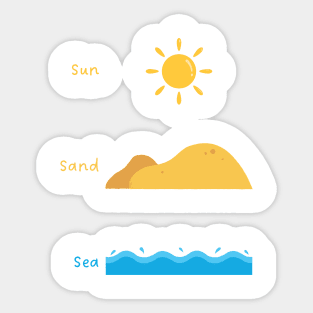 Sun Sand Sea Summer Sticker